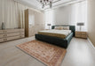 Mid-Century Modern Light Copper Gold Oriental Rug in a Bedroom, urb1072