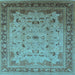 Square Machine Washable Oriental Light Blue Traditional Rug, wshurb1072lblu