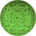 Round Oriental Green Traditional Rug, urb1072grn