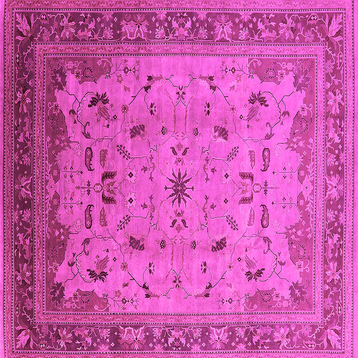 Square Machine Washable Oriental Pink Traditional Rug, wshurb1072pnk