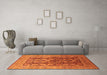 Machine Washable Oriental Orange Traditional Area Rugs in a Living Room, wshurb1073org