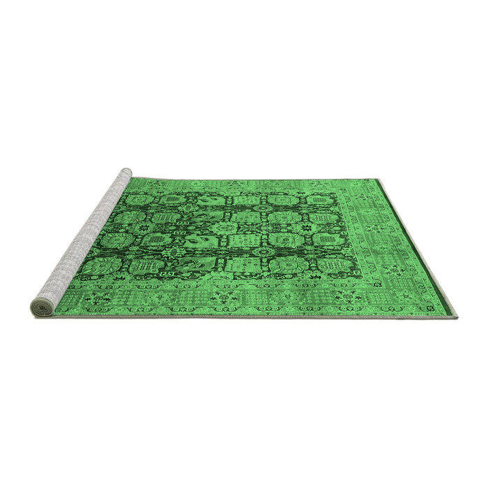 Sideview of Machine Washable Oriental Emerald Green Traditional Area Rugs, wshurb1073emgrn