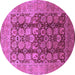 Round Machine Washable Oriental Purple Traditional Area Rugs, wshurb1073pur