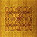 Square Machine Washable Oriental Yellow Traditional Rug, wshurb1073yw