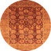 Round Oriental Orange Traditional Rug, urb1073org