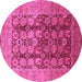 Round Oriental Pink Traditional Rug, urb1073pnk