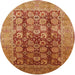 Round Machine Washable Industrial Modern Orange Rug, wshurb1073