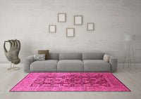 Machine Washable Oriental Pink Traditional Rug, wshurb1073pnk