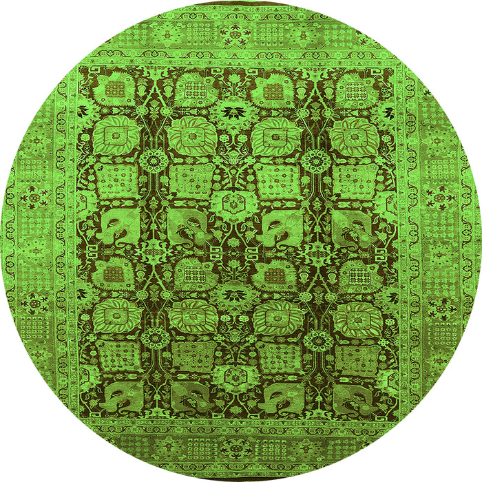 Round Oriental Green Traditional Rug, urb1073grn