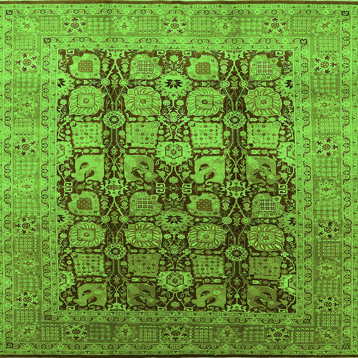 Square Machine Washable Oriental Green Traditional Area Rugs, wshurb1073grn