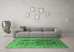 Machine Washable Oriental Emerald Green Traditional Area Rugs in a Living Room,, wshurb1073emgrn