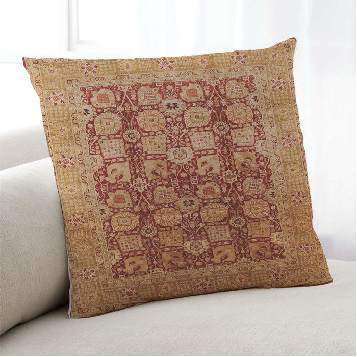 Lifestyle Image of Mid-Century Modern Urban Square Orange Throw Pillow, 18 inch by 18 inch, pwurb1073