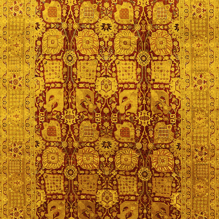 Machine Washable Oriental Yellow Traditional Rug, wshurb1073yw