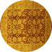 Round Oriental Yellow Traditional Rug, urb1073yw