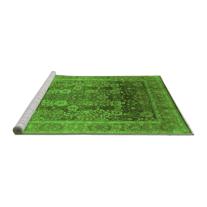 Sideview of Machine Washable Oriental Green Traditional Area Rugs, wshurb1074grn