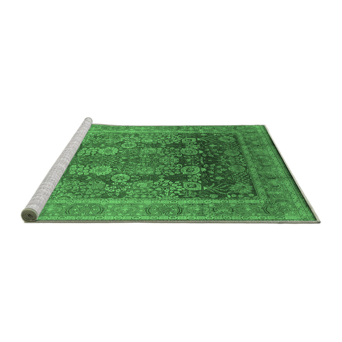 Sideview of Machine Washable Oriental Emerald Green Traditional Area Rugs, wshurb1074emgrn