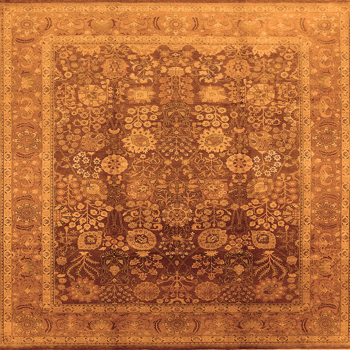 Square Machine Washable Oriental Orange Traditional Area Rugs, wshurb1074org