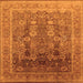 Square Machine Washable Oriental Orange Traditional Area Rugs, wshurb1074org