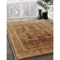 Mid-Century Modern Mahogany Brown Oriental Rug, urb1074