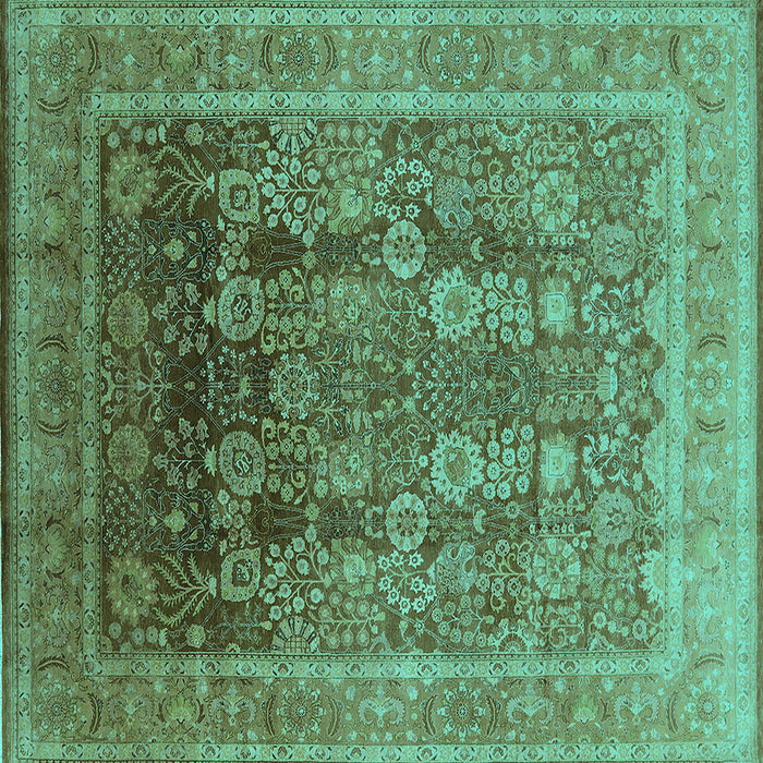 Square Oriental Turquoise Traditional Rug, urb1074turq