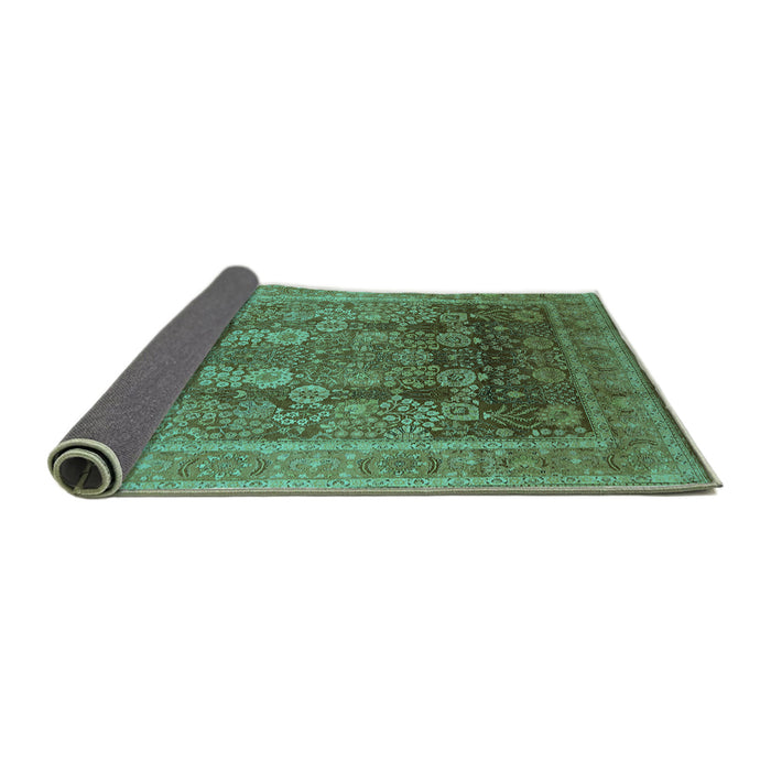 Sideview of Oriental Turquoise Traditional Rug, urb1074turq