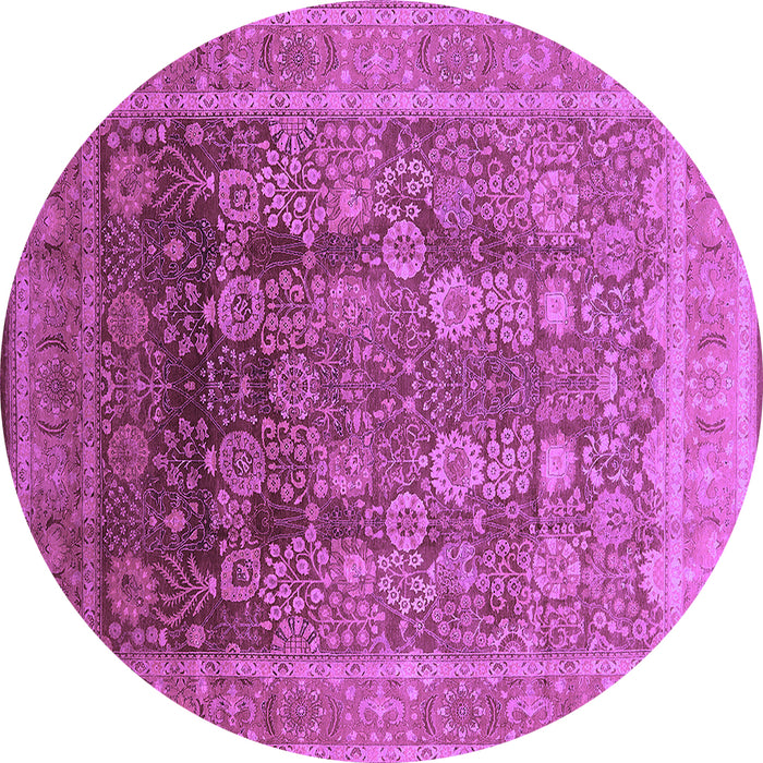 Round Oriental Purple Traditional Rug, urb1074pur