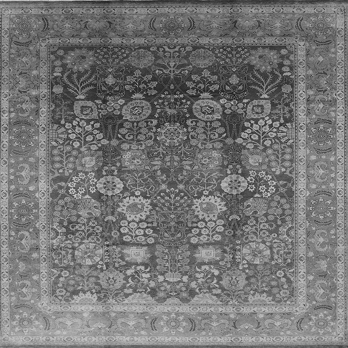Square Machine Washable Oriental Gray Traditional Rug, wshurb1074gry