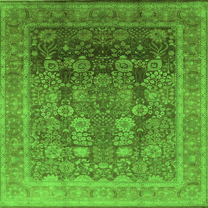 Square Oriental Green Traditional Rug, urb1074grn