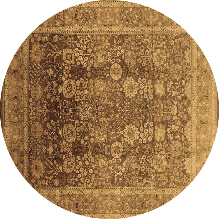 Round Oriental Brown Traditional Rug, urb1074brn