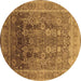 Round Oriental Brown Traditional Rug, urb1074brn