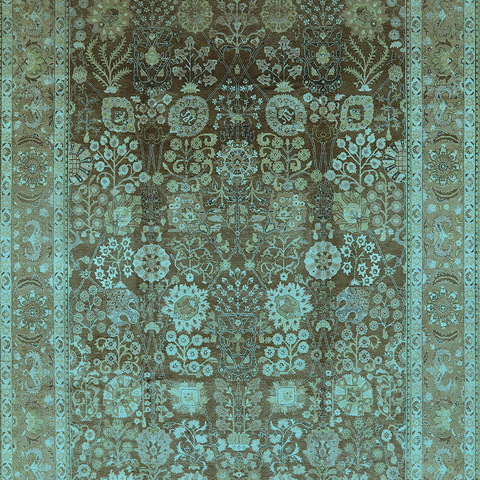 Machine Washable Oriental Light Blue Traditional Rug, wshurb1074lblu