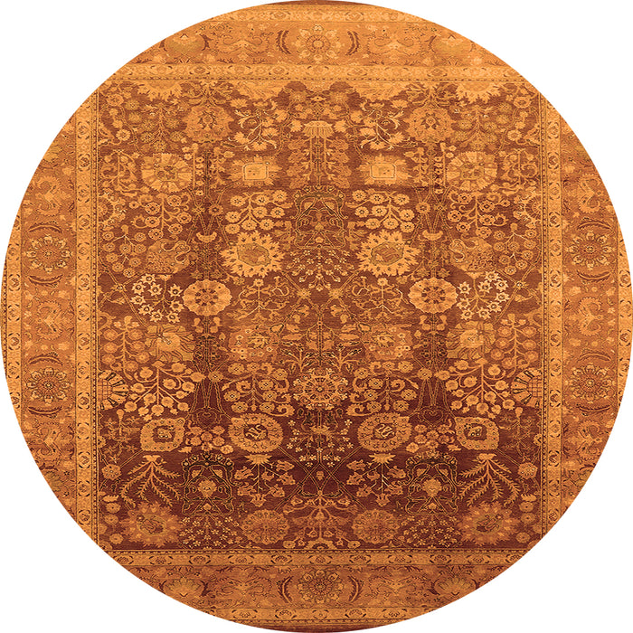 Round Oriental Orange Traditional Rug, urb1074org