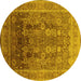 Round Oriental Yellow Traditional Rug, urb1074yw