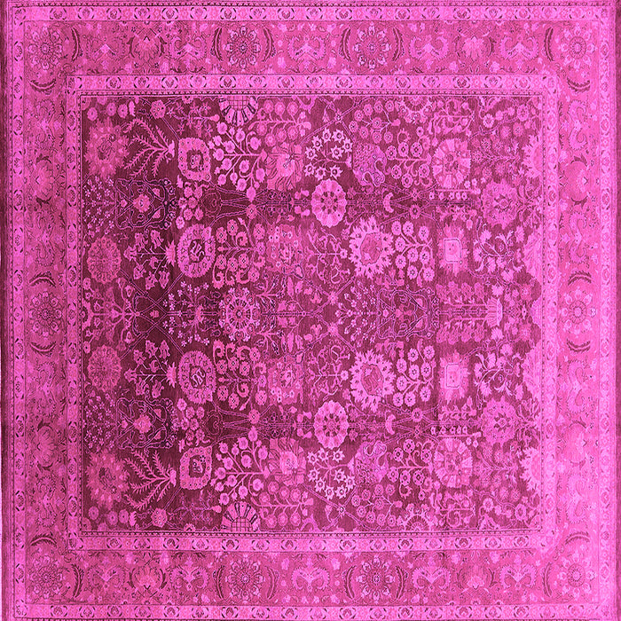 Square Machine Washable Oriental Pink Traditional Rug, wshurb1074pnk