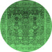 Round Oriental Emerald Green Traditional Rug, urb1074emgrn