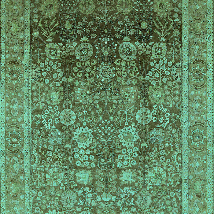 Machine Washable Oriental Turquoise Traditional Area Rugs, wshurb1074turq