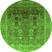 Round Oriental Green Traditional Rug, urb1074grn