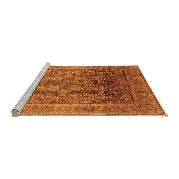 Sideview of Machine Washable Oriental Orange Traditional Area Rugs, wshurb1074org