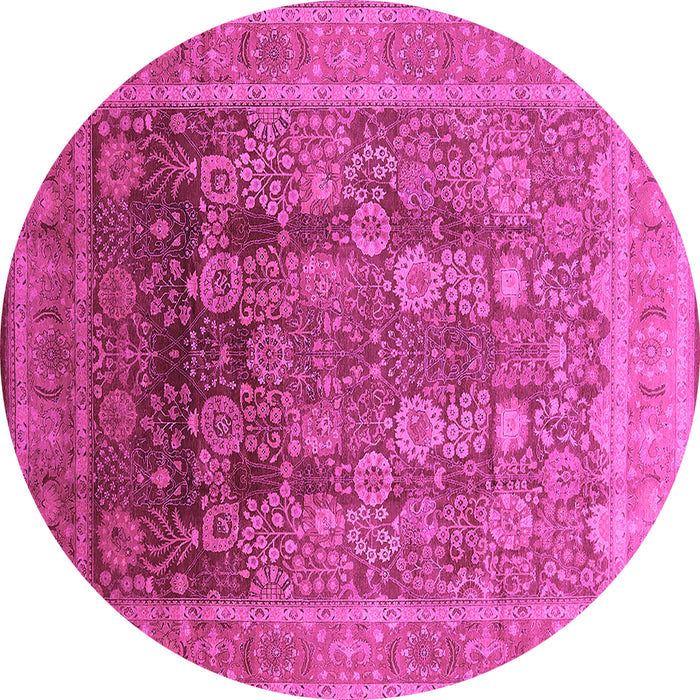 Round Oriental Pink Traditional Rug, urb1074pnk