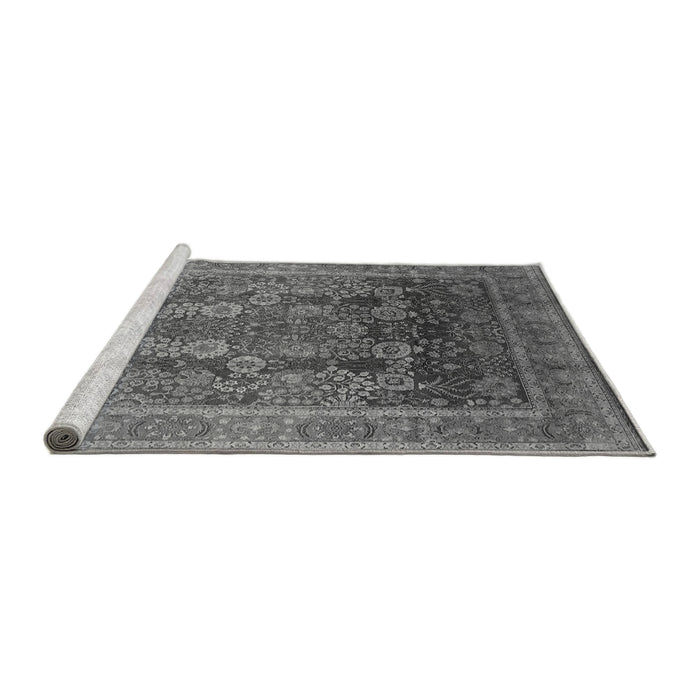Sideview of Machine Washable Oriental Gray Traditional Rug, wshurb1074gry
