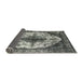 Sideview of Mid-Century Modern Charcoal Gray Oriental Rug, urb1075