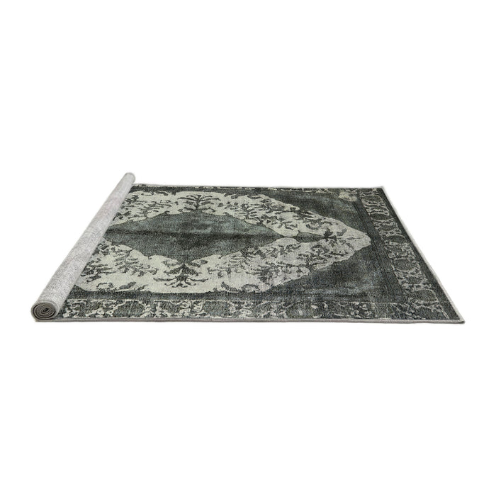 Sideview of Machine Washable Industrial Modern Western Charcoal Gray Rug, wshurb1075