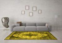 Machine Washable Oriental Yellow Industrial Rug, wshurb1075yw