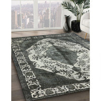 Mid-Century Modern Charcoal Gray Oriental Rug, urb1075