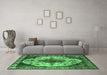 Machine Washable Oriental Emerald Green Industrial Area Rugs in a Living Room,, wshurb1075emgrn