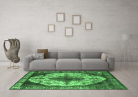 Machine Washable Oriental Emerald Green Industrial Rug, wshurb1075emgrn