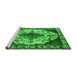 Sideview of Machine Washable Oriental Green Industrial Area Rugs, wshurb1075grn