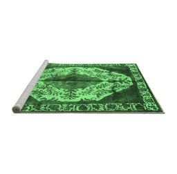 Sideview of Machine Washable Oriental Emerald Green Industrial Area Rugs, wshurb1075emgrn