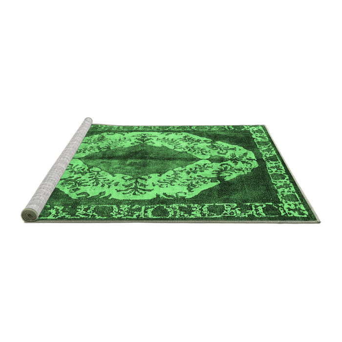 Sideview of Machine Washable Oriental Emerald Green Industrial Area Rugs, wshurb1075emgrn