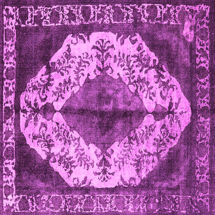 Square Machine Washable Oriental Pink Industrial Rug, wshurb1075pnk